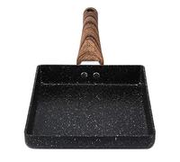 Fafeicy Poêle Tamagoyaki Poêle à Omelette Rectangulaire Antiadhésive Revêtement en Pierre en Alliage d'Aluminium 15,5 X 18,5 Cm Manche en Bois pour Oeufs Sandwichs Crêpes Maison Cuisine