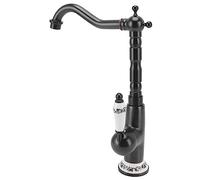 Fafeicy Robinet de Cuisine Antique en Laiton et Porcelaine Finition Dorée, Filtre à Disque en Céramique Anti-goutte, Pivotant à 360 Degrés avec or brossé et Porcelaine Bleue et Blanche (BLACK)