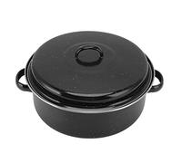 Fafeicy Rôtissoire en Fer émaillé avec Couvercle, Finition Mouchetée Noire, Antiadhésive, Circulation Uniforme de la Chaleur pour Patates Douces, Châtaignes, Viande Rôtie, (Couverture en fer 28cm)