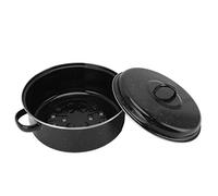 Fafeicy Rôtissoire en Fer émaillé avec Couvercle, Finition Mouchetée Noire, Antiadhésive, Circulation Uniforme de la Chaleur pour Patates Douces, Châtaignes, Viande Rôtie, (Couverture en fer 26cm)