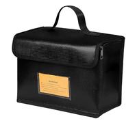 Fafeicy Sac de Batterie Ignifuge, Pochette Antidéflagrante Enduite de Silicone avec Port de Charge Latéral pour Le Stockage de la Batterie au Lithium et l'utilisation en Voyage 25,5x18x12cm