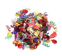 Fafeicy Sachet de 60 G de Confettis de Fête - Décorations en Paillettes Plastiques aux Couleurs Vives, Découpées à la Machine et aux Bords Lisses - Idéal pour Mariages, (Mélange à gâteau au ruban