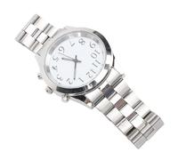 Fafeims Horloge Parlante Analogique, Alarme, Fonction de Rappel Horaire pour Personnes Aveugles, Personnes âgées, Bracelet élastique en Acier Inoxydable, Malvoyants