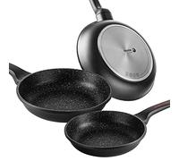 Fagor Alutherm Lot de 3 Poêles Induction 20-24-28 cm Fonte d'Aluminium Épaisseur 5,3 mm Revêtement Anti-Adhérent Ecologique XYLAN PLUS sans PFOA Convient Tous Feux Vitrocéramique Gaz