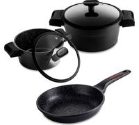 FAGOR Alutherm Set de 5 casseroles à induction anti-adhésives en aluminium 2 casseroles 1 poêle à frire Noir