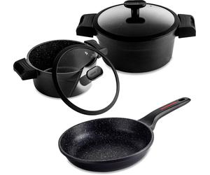 FAGOR Alutherm Set de 5 casseroles à induction anti-adhésives en aluminium 2 casseroles 1 poêle à frire Noir
