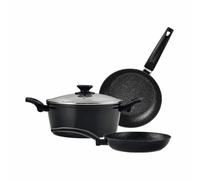 Fagor Vivant Kit 2 poêles + 1 casserole Ø20/24 cm, aluminium forgé 3 mm, noir, revêtement antiadhésif, induction