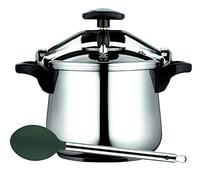 Fagor Bombe classique en acier inoxydable 18/10 10 pour tous types de cuisinières, fond thermodiffuseur, 3 systèmes de sécurité, avec cuillère Melier en nylon