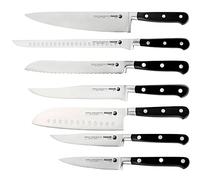 Fagor Couper Lot de 7 couteaux de cuisine professionnels, lame en acier inoxydable, chef 25 cm, jambon 27,5 cm, Santoku, pain, trancher, universel, peler, manche ergonomique