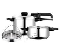 FAGOR DUAL Xpress 6/4 Autocuiseur à induction 6 + 4 L, Acier inoxydable 18/10, Pression progressive Argent