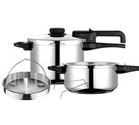 Fagor Dual Xpress Autocuiseur à Pression 6 + 4 L Induction, Express Super Rapide, Acier Inoxydable 18/10, tout type de cuisines, Régulateur de Pression, 5 Systèmes de Sécurité, avec Panier