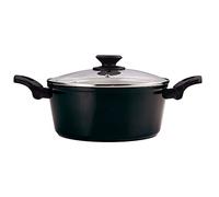 Fagor Vivant Faitout induction 24 cm, couvercle en verre aluminium forgé, épaisseur 3 mm, double couche anti-adhérente, écologique sans PFOA, convient pour tous les types de feux, vitrocéramique, gaz