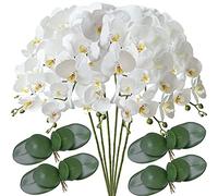 FagusHome Lot de 6 Fleurs phalaenopsis artificielles de 81,3 cm avec 4 trames de Feuilles d'orchidée artificielles pour décoration d'intérieur (6 pièces)