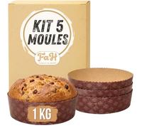 FAH FAMILY AT HOME Lot de 5 moules à panettone bas 1 kg de qualité supérieure - Gobelets à panettone professionnels en pure cellulose pour micro-ondes résistant à la chaleur 220 °C