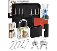 FAHEFANA Kit de Crochetage Serrure 26 Pièces, [2023 Nouveau Défi] Lock Picking Outils de D’entraînement avec 2 Serrure Transparente Cadenas, Manuel d'instruction pour Serruriers Débutant et Pro