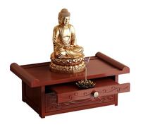 Failjierue Autel Bouddhiste en Bambou avec Tiroir, Présentoir Statue Bouddha, Table Prière et Méditation Domicile pour Rituels Spirituels(40cm)
