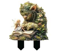 FAINCA Colonne Décorative Forme Livre Conte Fées Sculptures 21,3x30cm | Statues De Jardin Acrylique Décoration Dessin Animé Sculpture Jardin Elfes Féeriques pour Cour Terrasse Balcon Pot Fleurs