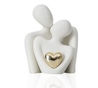 FAINCA Figurine Couple Decoration Maison Statue en Céramique Enlacé | Figurine de Couple pour Cadeau de Mariage pour Les Mariés Décoration Maison Sculpture Moderne Cadeau Anniversaire de Mariage
