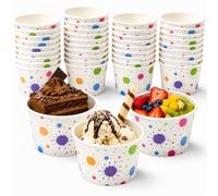 FainFun 50 Coupes à Glace Avec Cuillères, Bol Carton 150 ML, Coupelle Dessert en Papier pour Glaces, Desserts, Snacks et Fêtes