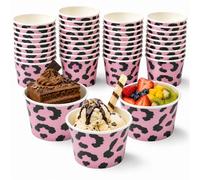 FainFun 50 Coupes à Glace Avec Cuillères, Bol Carton 150 ML, Coupelle Dessert en Papier pour Glaces, Desserts, Snacks et Fêtes