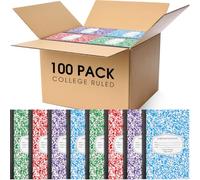 Fainne Lot de 100 cahiers de composition lignés A5 en vrac 14 x 21 cm avec couverture en marbre pour fournitures scolaires (coloré)