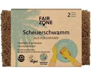 FAIR ZONE Éponge à Récurer en Fibres de Coco | Lot de 2 - 2 pièces