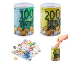 FairyPeach Tirelire Euro 2Pcs, 11x7.5 cm, Ne s'Ouvre Pas, 100/200 Billet, Metal, Grande Money Saving Box, Cadeau Créatif