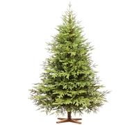 FAIRYTREES Sapin de Noël Artificiel 180 cm Nordmann Exclusif 100% PE| Éléments naturels moulés par Injection | Fabriqué en UE | Arbre de Noël avec Support en Bois de frêne Fait à la Main