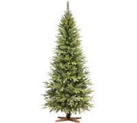FAIRYTREES Sapin de Noël Artificiel 180 cm Nordmann Premium Slim | Éléments naturels moulés par Injection | Fabriqué en UE | Arbre de Noël avec Support en Bois de frêne Fait à la Main