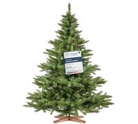 FairyTrees Sapin de Noël Artificiel 180cm NORDMANN | Arbre de Noël avec Support en Bois | Sapin avec Tronc Vert | Made in EU