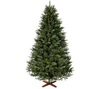 FAIRYTREES Sapin de Noël Artificiel, Nordmann Premium 180 cm, Éléments naturels moulés par Injection, Fabriqué en UE, Arbre de Noël avec Support en Bois de frêne Fait à la Main