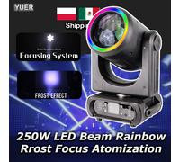 Faisceau lumineux à tête mobile LED 250W + Spot + 18 prismes rotatifs + mise au point + gel + effet arc-en-ciel avec anneau LED Dmx512 éclairage de scène Disco Dj