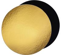 FaisTonGateau - Lot de 10 supports à gâteau/traiteur/décoration ronds en carton - Couleurs, dimensions, quantités au choix (Or/Noir, 18 CM, 10 Ronds en carton)
