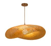 Fait À La Main En Rotin Abat Bambou Pendentif Plafonnier Nuage Forme Hanging Tropical Lampe De Bricolage En Osier Weave Lanterne Lustre Pour Chambre Salon Restaurant Couloir Éclairage Décoratif,50cm