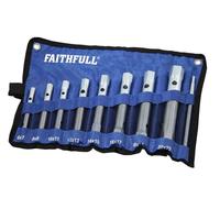 Faithfull Coffret de clés polygonales doubles 8 pièces, 16 tailles (6 à 22 mm) avec barre de serrage et trousse de rangement pour mécaniciens, plombiers et réparateurs automobiles