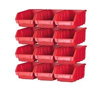 Faithfull FAIPAN12 Lot de 12 bacs de rangement en plastique avec 4 rails de montage mural (16 pièces), fixations incluses