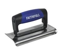Faithfull FAIPTEDG6SS Truelle de bordure en acier inoxydable Prestige pour béton Argenté/noir/bleu 150 x 75 mm