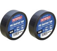 Faithfull FAITAPEPVCBK Ruban adhésif électrique en PVC noir 19 mm x 20 m (Lot de 2)