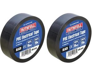 Faithfull FAITAPEPVCBK Ruban adhésif électrique en PVC noir 19 mm x 20 m (Lot de 2)
