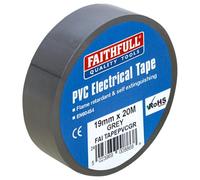 Faithfull FAITAPEPVCGR Ruban adhésif électrique en PVC 19 mm x 20 m Gris