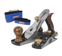 Coffret de rabots Faithfull n° 4 et n° 6012 avec sacs de rangement en toile - Rabots à main en fonte usinés avec précision pour le lissage, l'ébarbage et le travail du bois de bout