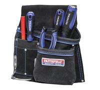 Faithfull Pochette à Outils et Clous en Daim Noir - Porte-Marteau en Acier pour Ceinture à Outils