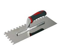 Faithfull SGTNOT10S Truelle crantée en acier inoxydable avec poignée souple Rouge/gris 33 x 11,4 cm