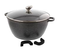 Faitout Ø 36 cm ""Façon pierre"" + couvercle en verre + 2 Maniques silicone - PRADEL EXCELLENCE - PREMIUM - Compatible tous feux.