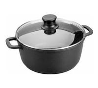 Lacor Faitout 25824 – Fonte d'aluminium avec couvercle en verre, Ø 24 cm, Noir