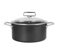 Faitout 24 cm fixe ultralu IND. revêtue Exceliss + couv. Verre castel pro