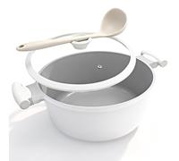 Faitout 28 cm avec couvercle Revêtement antiadhésif céramique, 7L- Blanc | Casserole en aluminium, compatible avec tous les types de cuisinières, Cocotte à Double Poignée