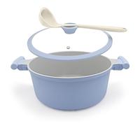 Faitout 28 cm avec couvercle Revêtement antiadhésif céramique, 7L- Bleu | Casserole en aluminium, compatible avec tous les types de cuisinières, Cocotte à Double Poignée