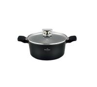 SWISS HAUS Faitout Basel Premium 32 cm avec Couvercle Induction, Noir | Revêtement céramique Sapphire™ sans PFAS · Couvercle en verre trempé · Tous feux dont induction · Cuisson homogène