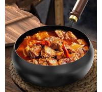 Faitout à induction - Poêle à frire en fer avec revêtement antiadhésif et fond plat de 24 cm avec couvercle en bois, spatule incluse, ustensiles de cuisine polyvalents | Pour tous les types de plaques